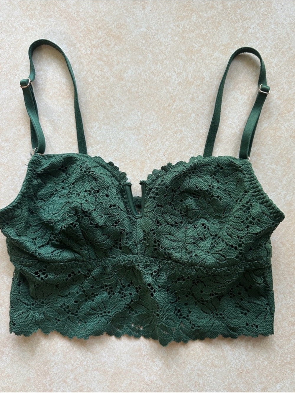 Victoria’s Secret PINK Emerald Green Lace Longline Bralette Bra XS